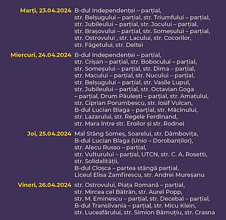 intrerueri curent satu mare 23 26 aprilie 1