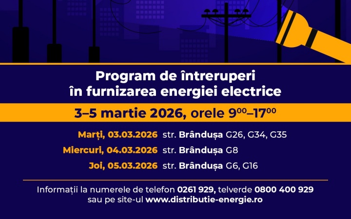 intreruperi curent 3 5 martie brandusa