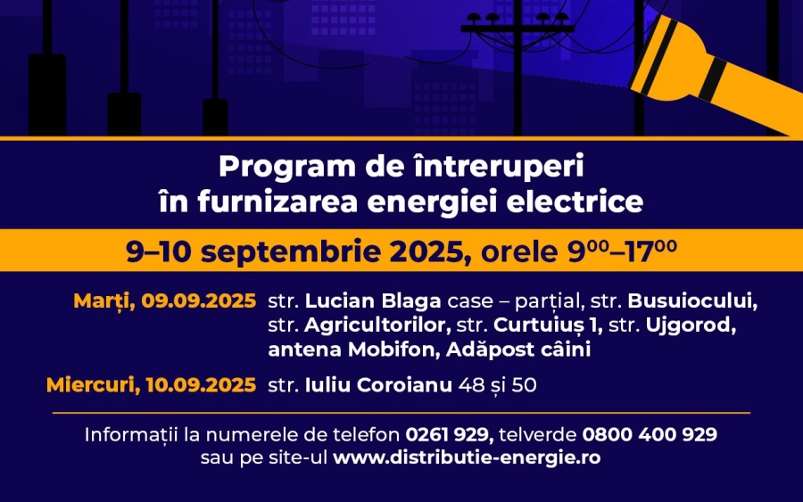 program intreruperi curent electric satu mare 9 10 septembrie