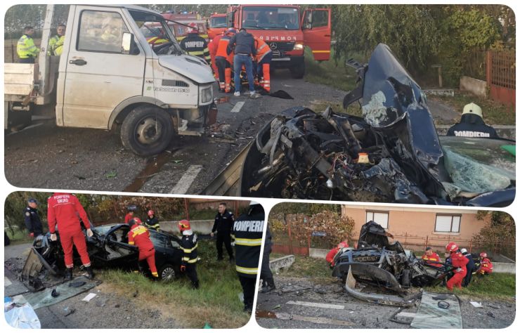 Accident cu patru victime între Ciuperceni și Livada. Doi pompieri, aflați în afara programului de lucru, au stabilizat victimele până la sosirea echipajelor de pompieri și SMURD
