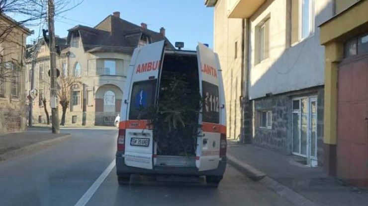 Anchetă la Satu Mare după ce o ambulanţă pentru dializaţi a transportat un brad de Crăciun